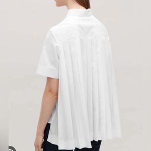 COS pleated back white button down Sz 4